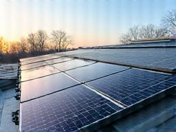 Solar panel installation on a rooftop